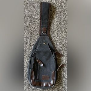 Tao Tao Crossbody Canvas Shoulder Bag Gray & Brown